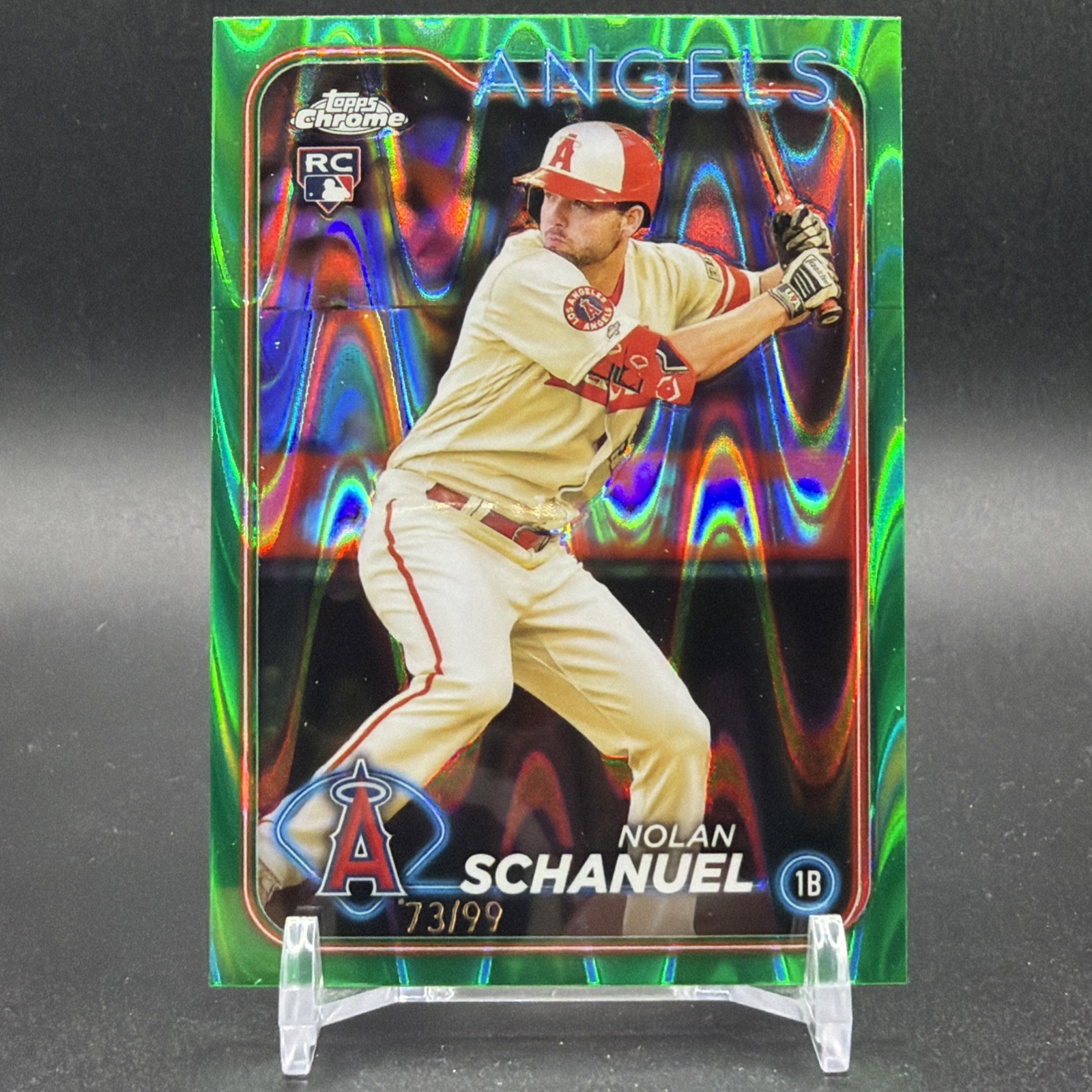 Nolan Schanuel 2024 Topps Chrome Green RayWave Refractor /99 RC LA Angels #274