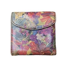 Patricia Nash Citrus Sunrise Floral Leather Bi-Fold Wallet Coin Pouch Kisslock