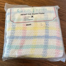 Vtg NOS Sears Cotton Thermal Baby Receiving Blanket Pastel 36x50 Open Weave 80 s