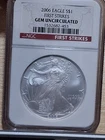 2006 W $1 AMERICAN SILVER EAGLE  NGC AS GEM UNCIRCULATED FIRST STRIKE