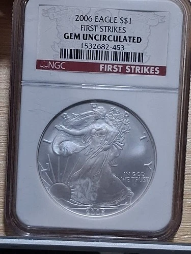 2006 W $1 AMERICAN SILVER EAGLE  NGC AS GEM UNCIRCULATED FIRST STRIKE