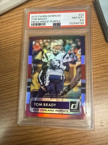 🔥2015 Panini Donruss Tom Brady #22 Press Proof Purple /199 PSA 8.5- RARE LOW...