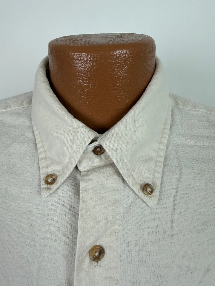 Camisa de Franela Gamuza Años 90 De Colección Hombres XL Marfil Mínimo Pesado Algodón Claybrooke Foto 3 de 4