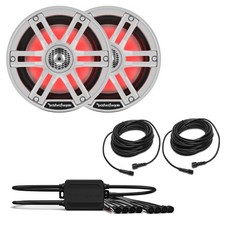Rockford Fosgate M2-65 6.5" Marine Speakers  PMX-RGB Controller  Cables