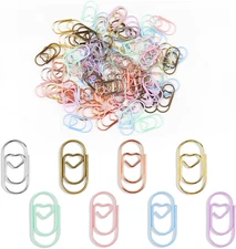 80Pcs Heart Paper Clips Colorful Metal Love Shape Clips for Notes Journals Craft