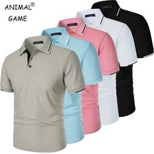 Men's Summer Breathable Polo T-Shirt Lightweight Casual Classic Fit Top Shirt