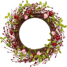 20 Inch Valentines Day Wreath Front Door Pink Red Hearts Berries Gift Decor
