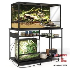 120 Gallon Fish Tank Stand with Power Outlets, Heavy Duty Double Layer Black