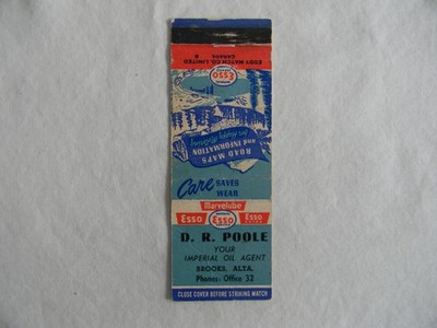 Brooks Alberta automotive Esso gas service station low # 32 matchbook