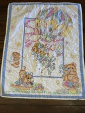 Springs Industries Bear Hot Air Balloon Multicolor Easy Care Crib Quilt