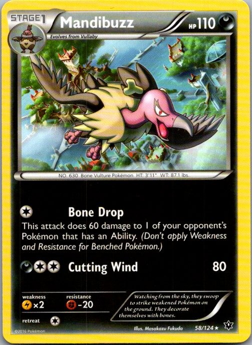Mandibuzz 58/124 Rare Fates Collide Pokemon Lightly Played