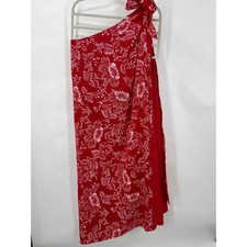 Vintage Liberty House Young Hawaii Red Batik Floral Wrap Sarong Pareo One Size