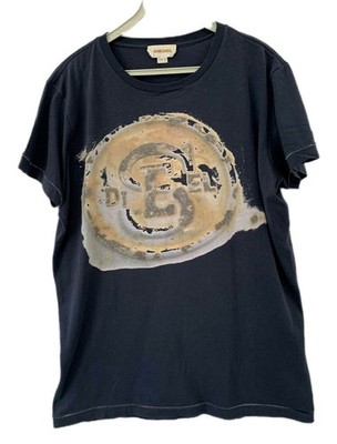 Diesel Vintage Logo Graphic T-Shirt Navy Size L Made in Tunisia
