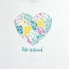 Life Is Good Women's Large White Short Sleeve Sandals Heart Graphic