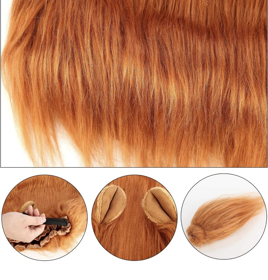 Peluca disfraz de melena y cola de león para perros pequeños, medianos, grandes A0185 Foto 4 de 4