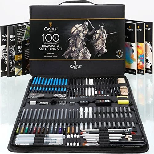 Castle Art Supplies 100 Pezzi Disegno e Bozzetto | Matite e Bastoncini