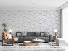3D White Geometric Wallpaper Wall Mural Removable Self-adhesive Sticker1747