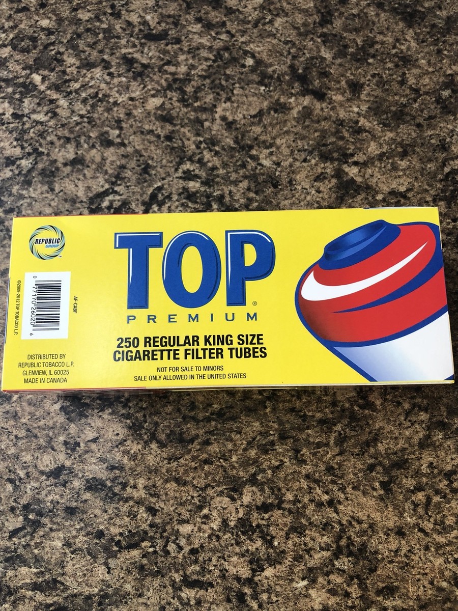 tops cigarette tubes Top Premium Filter King Size Regular  Tobacco Stock Top Premium Filter Tubes 100