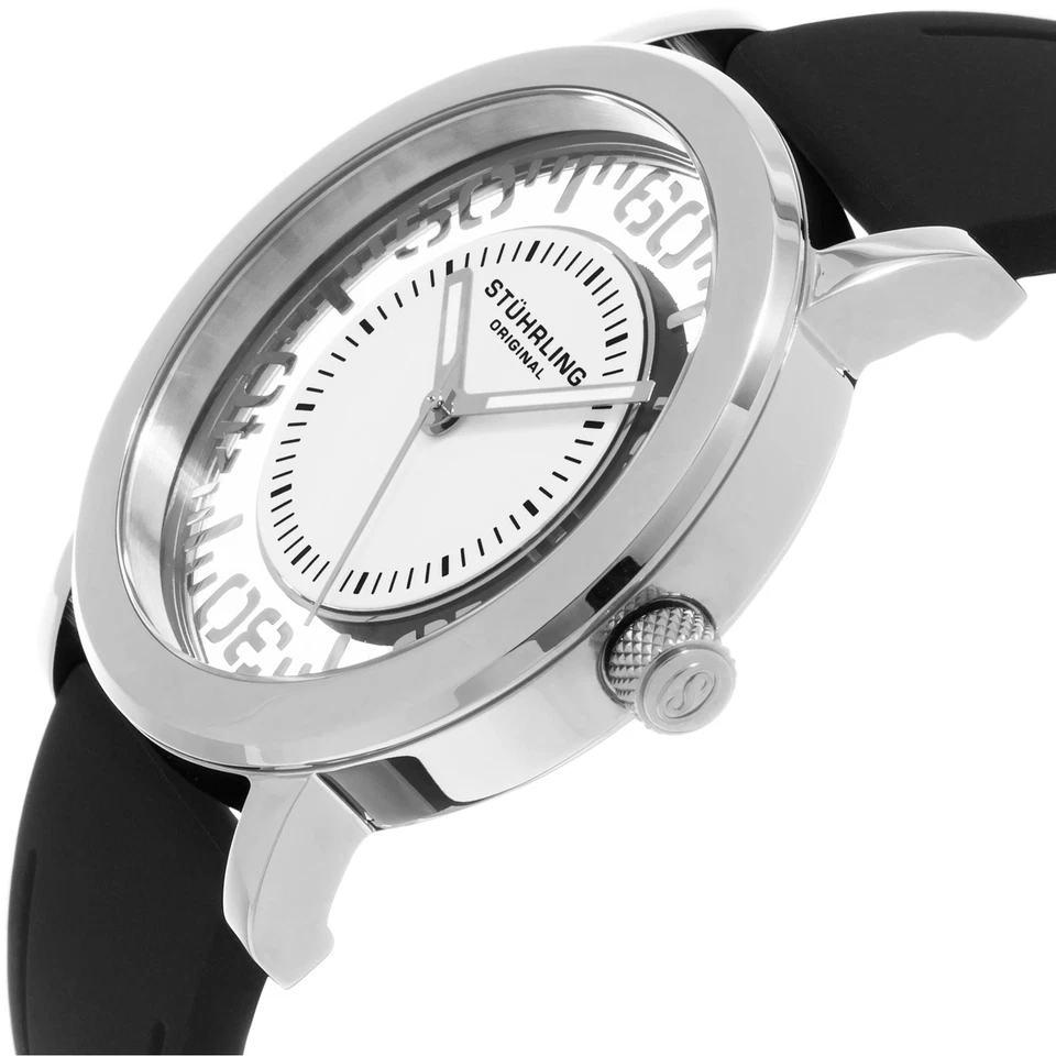 RELÓGIO DE QUARTZO MASCULINO STUHRLING WINCHESTER 42MM PULSEIRA DE SILICONE CAIXA DE AÇO 830.01 - Imagem 2 de 3