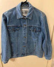 GITANO Outerwear Denim Blue Jean 4 Front Pockets Jacket Ladies Size L   VGC