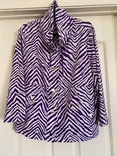 WOMENS Zenergy by CHICO'S PURPLE ZEBRA PRINT JACKET SIZE 2 12 