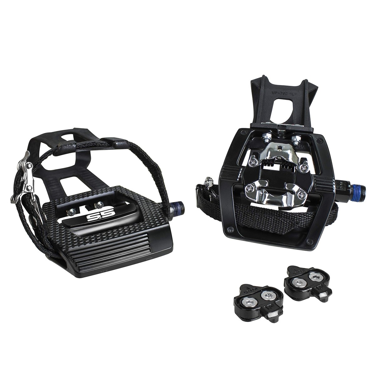 BV Bike Pedals Shimano SPD/Look Delta Compatible 9/16'' with Toe