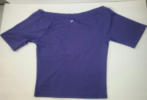 Fabletics purple v neck top Small Short Sleeve Tee NWT off shoulder crop . - Picture 10 of 11