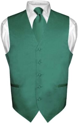 Men's Dress Vest Necktie Hanky Set Solid Color Neck Tie Vests for