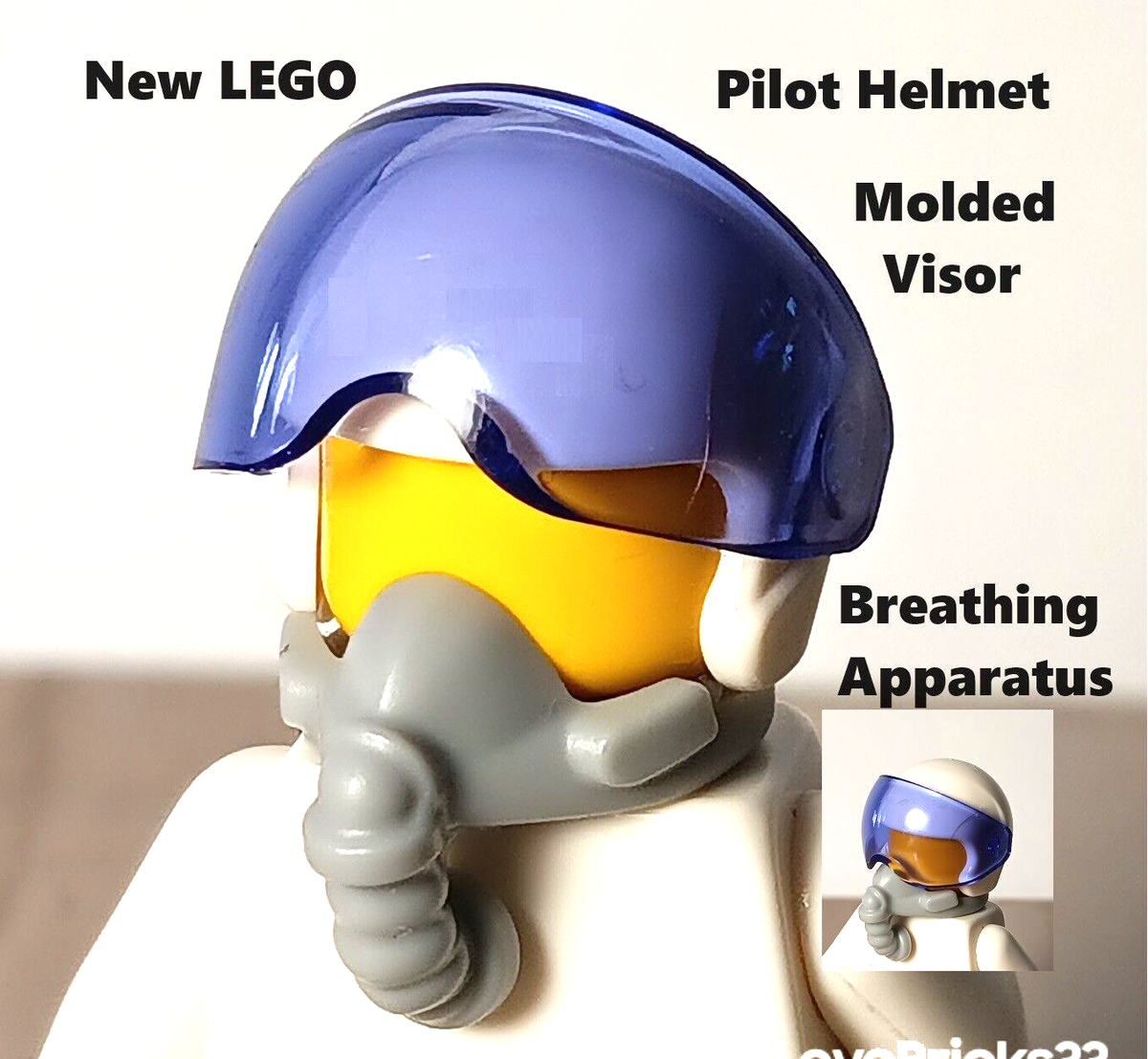 New LEGO Pilot Helmet Breathing Apparatus White PURPLE Molded Visor Military