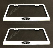 2xfordlogo Stainless Chrome License Plate Frame Wscrew Caps