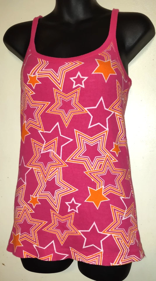 Camiseta sin mangas acanalada vintage Y2K No Boundaries talla XL rosa fucsia naranja diseño estrella  Foto 2 de 4