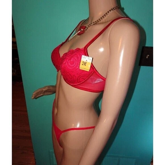 Sujetador push up vintage Vassarette rojo 34 C bordado red etiquetas originales Foto 4 de 4