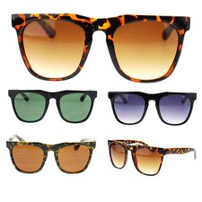 Unisex Retro Vintage Style Horn Rim Thick Brow Rectangular Fashion Sunglasses