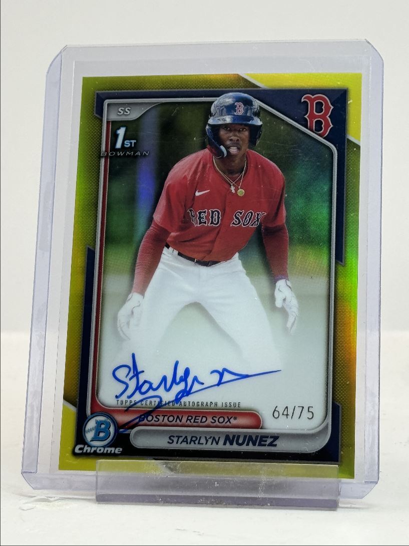 STARLYN NUNEZ 2024 BOWMAN CHROME 1ST YELLOW REFRACTOR AUTO /75 Q2469