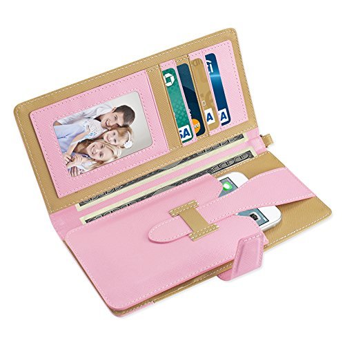 Reiko 2 Tone Super Wallet Case Snap Button & Card Slots iPhone 11-17 – Pink Gold