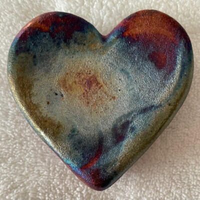 Jeremy Diller Blessed Heart Raku, 2.75''x2.5'', trinket dish, incense burner