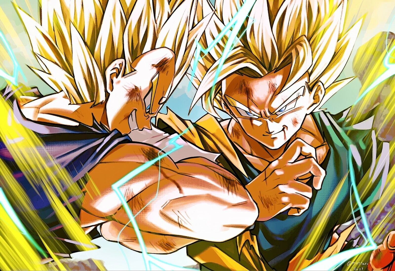 SSJ2 Goku vs Majin Vegeta - Q10Mark Poster for Sale by q10mark