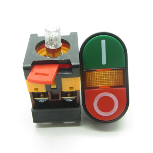 Red Green Push Button Switch Momentary Power Start Stop DC24V AC220V 380V Light - Picture 4 of 11