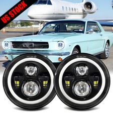 For Ford Mustang 1965-1978 7 Inch Chrome Led Headlights Hilo Beam Projector 2x For Ford Mustang 1965-1978 7 Inch Chrome Led Headlights Hilo Beam Projector 2x