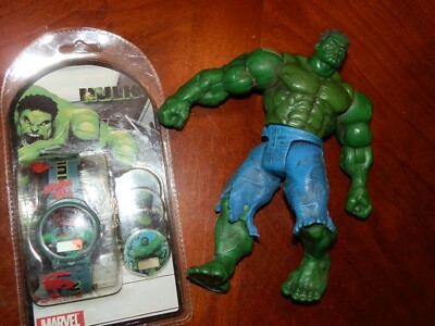 VTG 2003 Marvel The Incredible Hulk Movie 6'' Action Figure & Watch Needs Battery