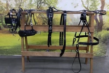 NEW Amish made Granite horse, mule, haflinger size buggy harness slotted  tugs