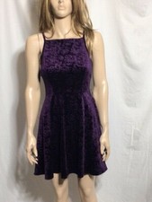 Junior's NWT Jump Apparel Velvet-Embossed Purple Dress Size S