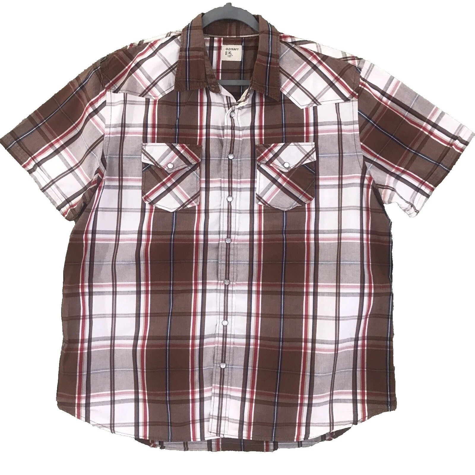 Camisas para hombre informales occidentales antiguas de algodón azul marino de manga corta