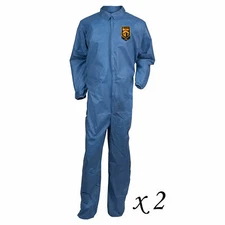 2 Pack KleenGuard 58504 A20 Blue Coveralls SMS Fabric Microforce Barrier XL