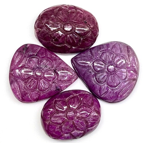 4 Pcs Natural Ruby Unheated Rare Moghul Carved Exclusive Gemstones Lot 64.80 Cts - Picture 19 of 20