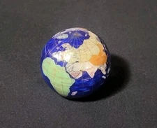 3" Mineral Globe Paperweight (Marble,green jade, Lepidolite,Albone) W/ Box