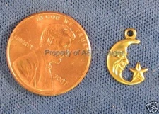 50pc Raw Brass Happy Man on Moon With Star Charms 4569