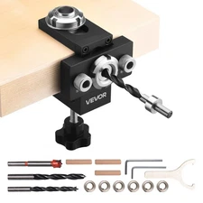 VEVOR Doweling Jig Kit Self Centering Dowel Drill Jig for Straight Holes Aluminu