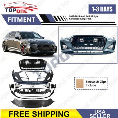 Complete Bumper Body kit RS6 Style Front W/ Grille Fits For Audi A6 2019-2026