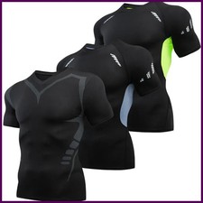 Men's Running Compression Shirts Short Sleeve Sport Gym Tees Fitness Quick.